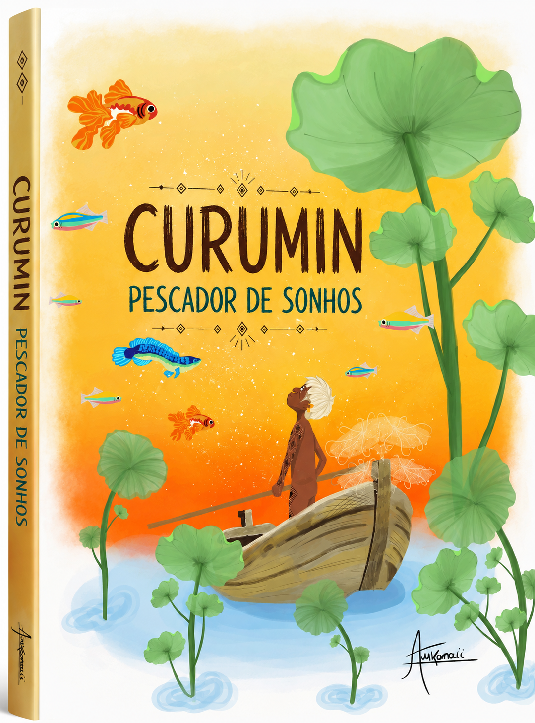 Simulação da arte na capa de livro.