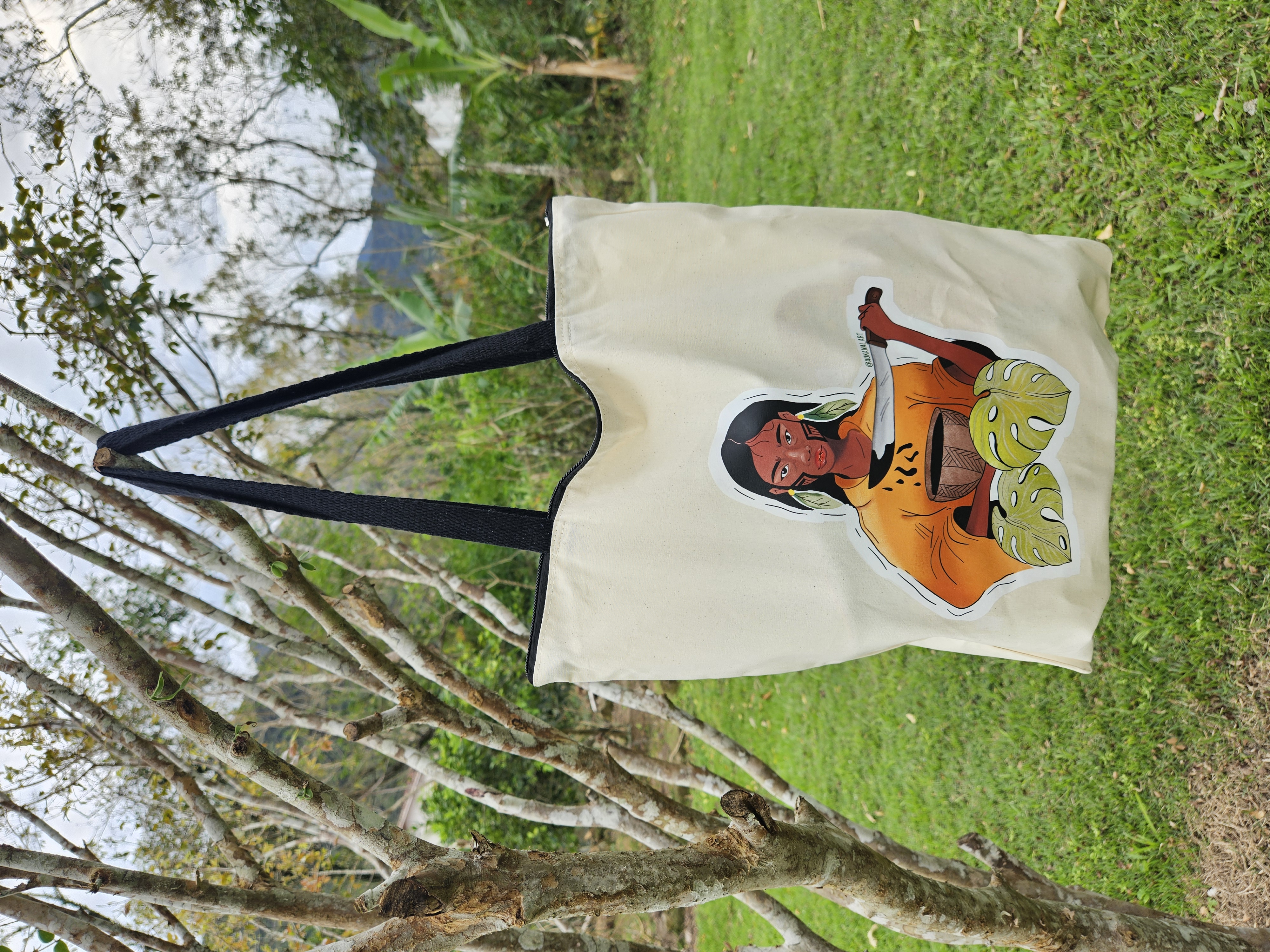 Aplicação da arte na bolsa ecológica.